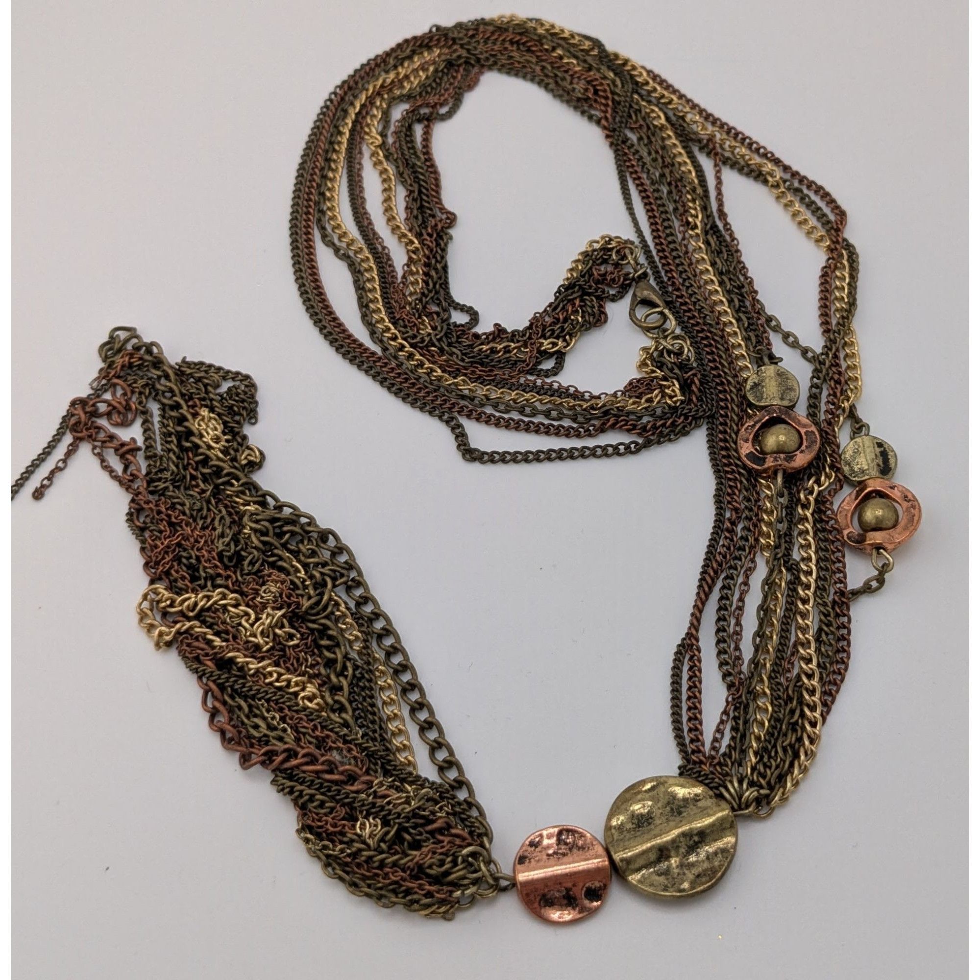 Other Vintage Bohemian Multi-Strand Copper & Gold-Tone Necklace Wi Size ONE SIZE - 6 Thumbnail
