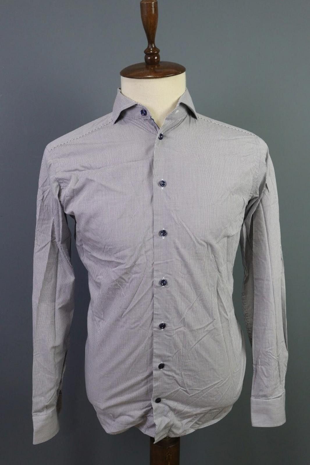 Eton Eton Super Slim Blue Check Button Down Shirt Size 39 / 15.5 Size US M / EU 48-50 / 2 - 1 Thumbnail
