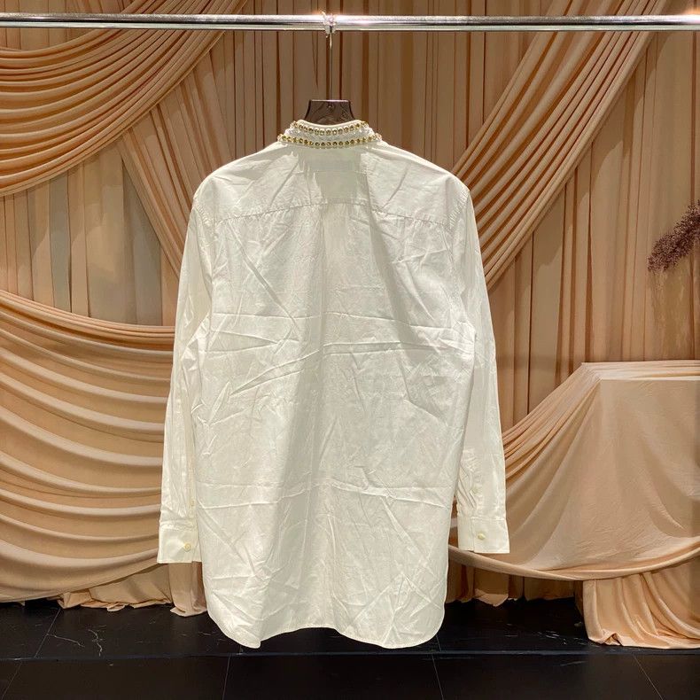 Givenchy Givenchy Size41 White Star Rhinestone Collar Shirt (41 Size Size US M / EU 48-50 / 2 - 2 Thumbnail