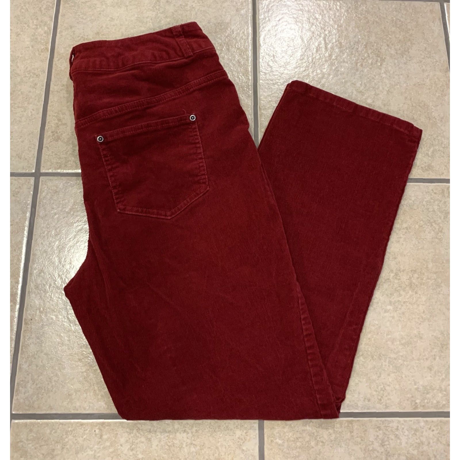 Vintage VINTAGE Christopher & Banks Women's 6P Petite Red Corduroy Pants Straight Leg Pants Slimming 30x27 Womens Size 28" / US 6 / IT 42 - 2 Thumbnail