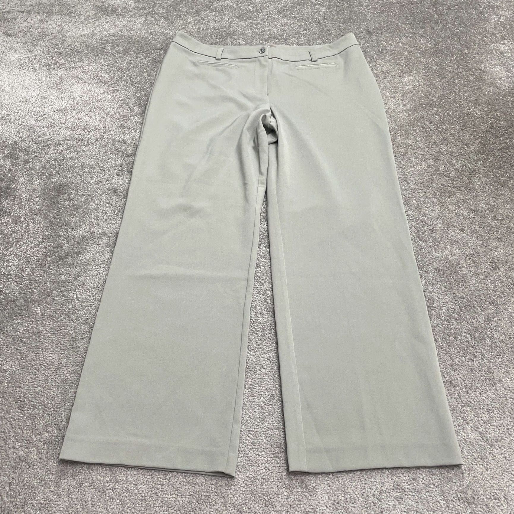 Vintage Chico's Trouser Dress Pants Womens 2.5 Short US12 Large Gray Straight 37x29.5 Size 36" / US 14 / IT 50 - 2 Thumbnail