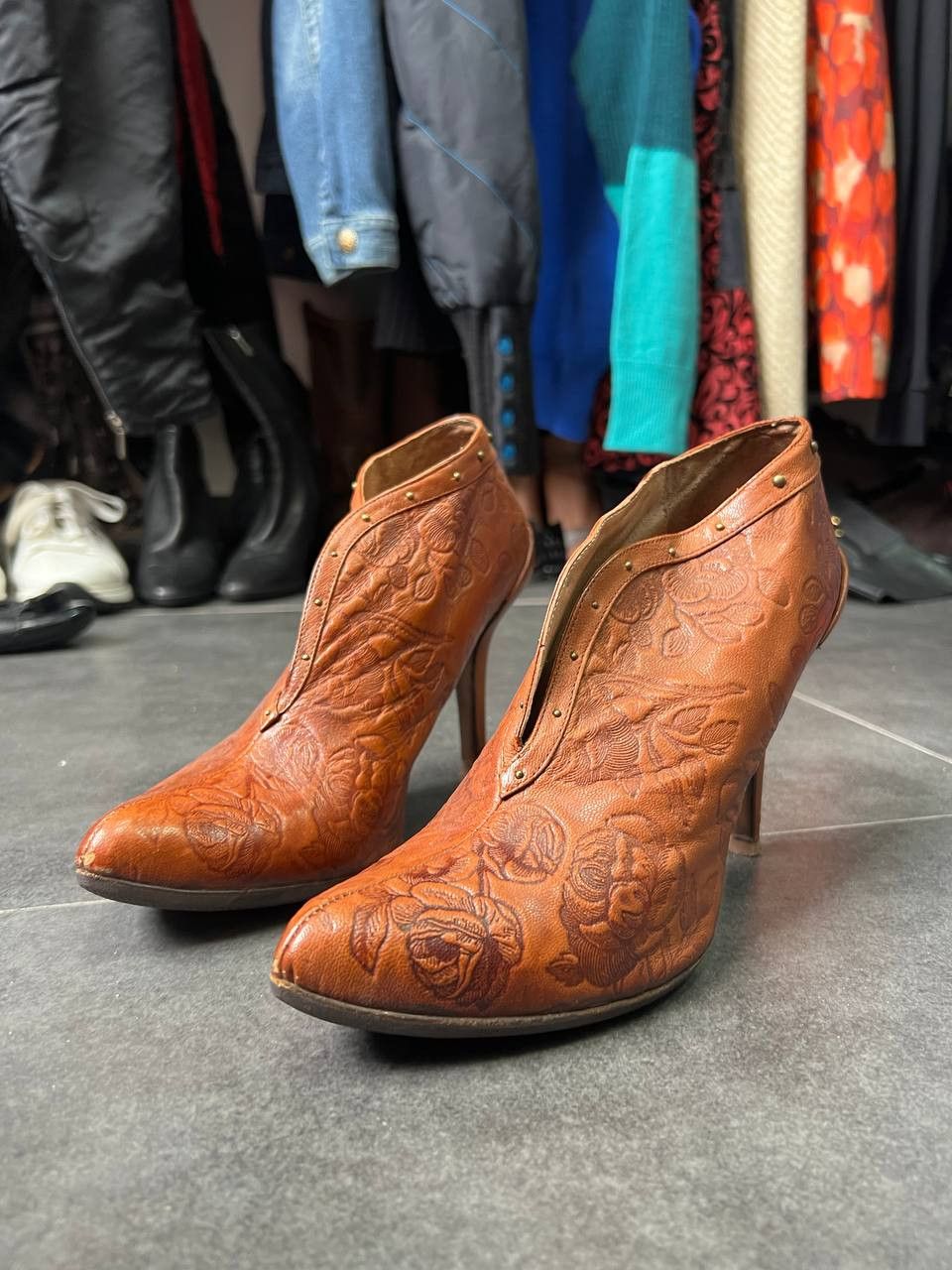 Diesel Vintage Diesel leather flowers heels Size US 9 / IT 39 - 2 Thumbnail