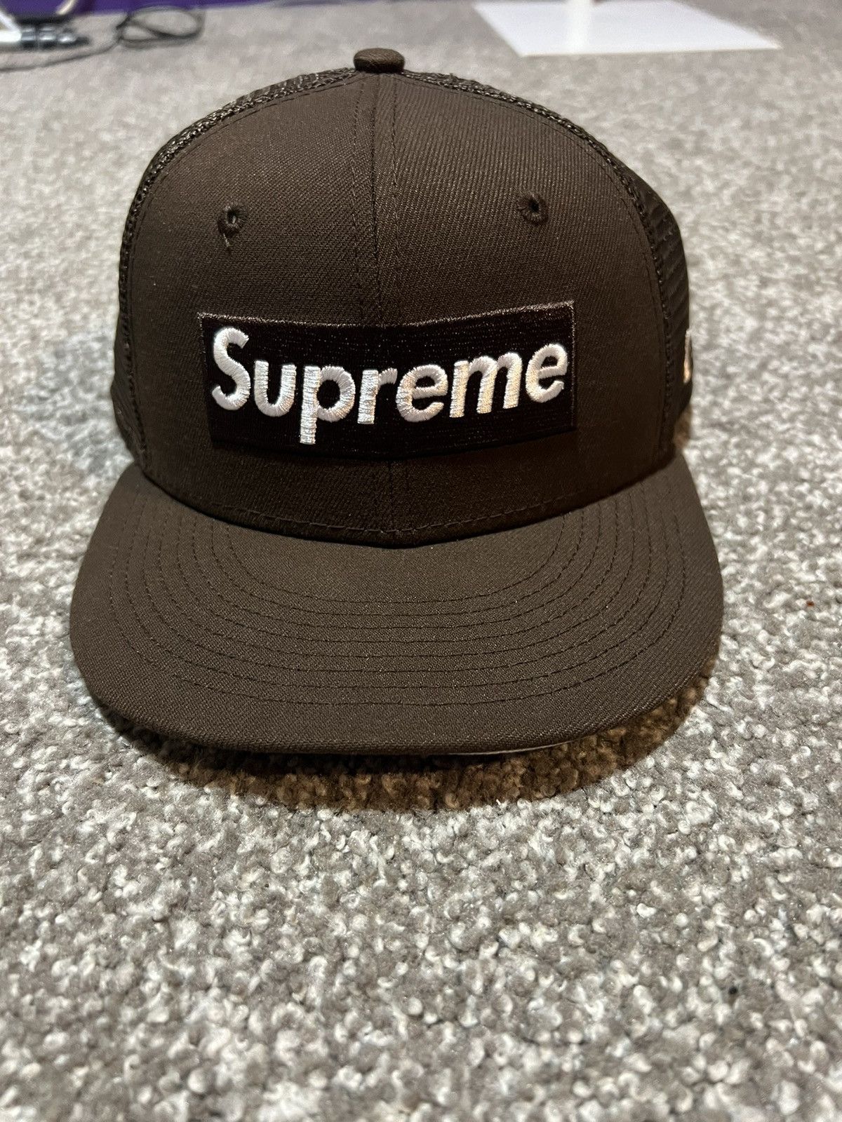 New Era × Supreme Supreme box logo mesh back new era | Grailed