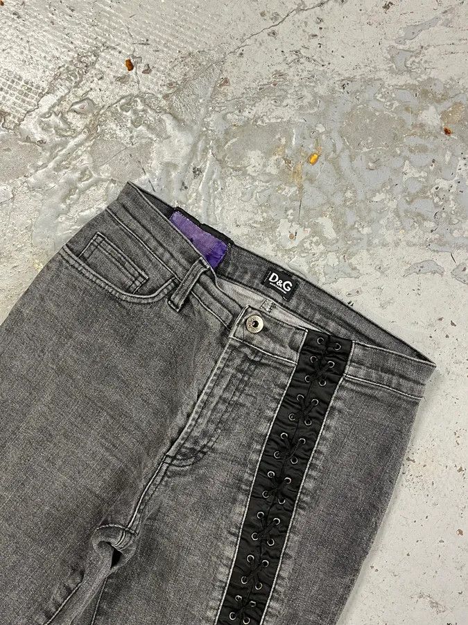 Dolce & Gabbana 2000s Dolce & Gabbana Bondage Corset Grey Denim Jeans Size US 28 / EU 44 - 5 Thumbnail