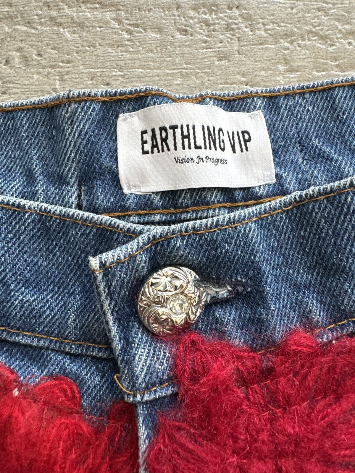 Earthling Earthling VIP Red Floral Distressed Denim – Size 36 Size US 36 / EU 52 - 7 Thumbnail