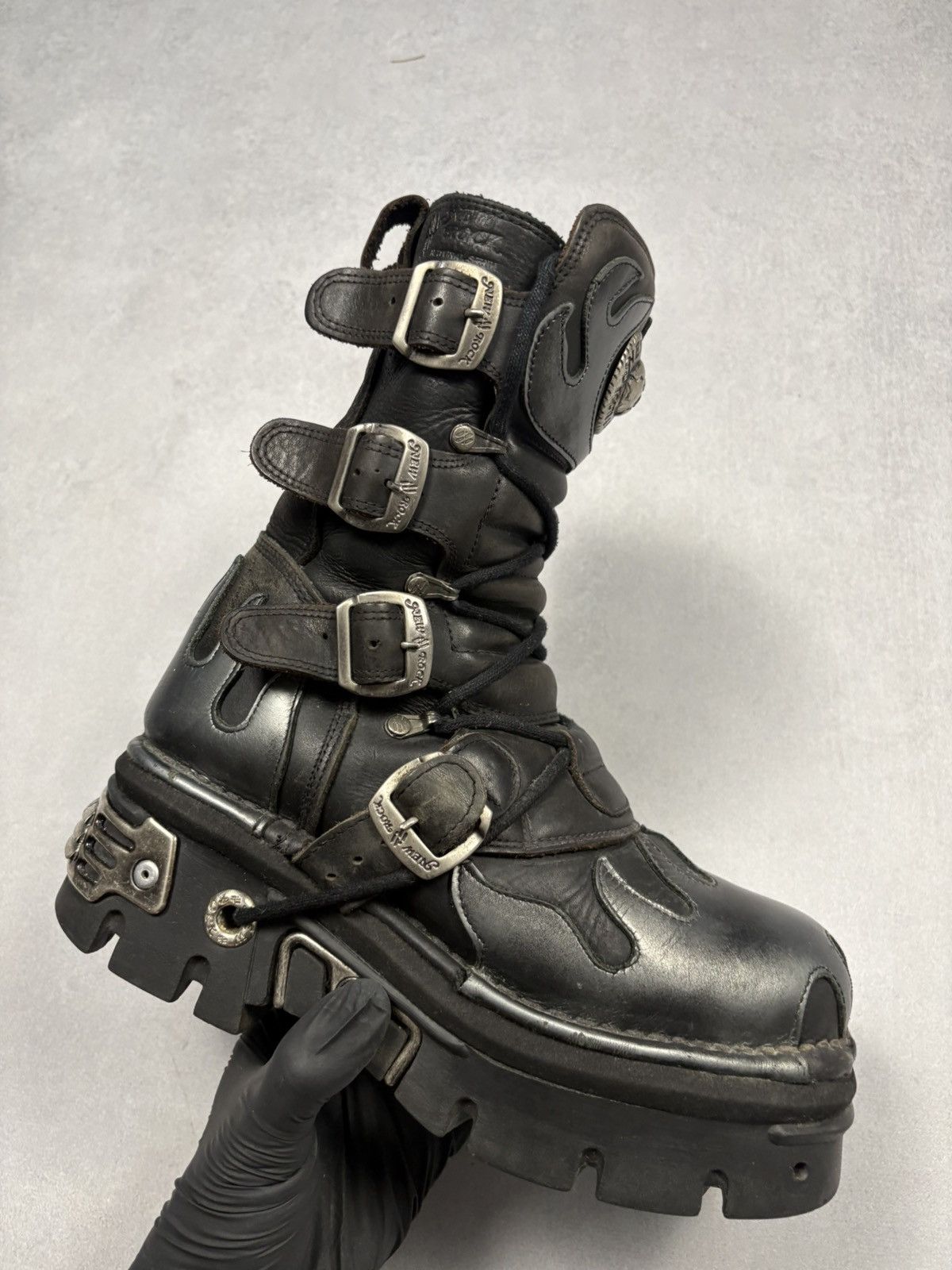 New Rock New Rock Reactor Boots Leather Flame Y2K Gothic Biker 41 Size US 8 / EU 41 - 5 Thumbnail