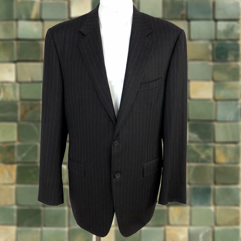 Canali Canali Men's Dark Brown Striped 100% Wool Suit Sport Coat Jacket EUR 52 Size 42R - 1 Thumbnail
