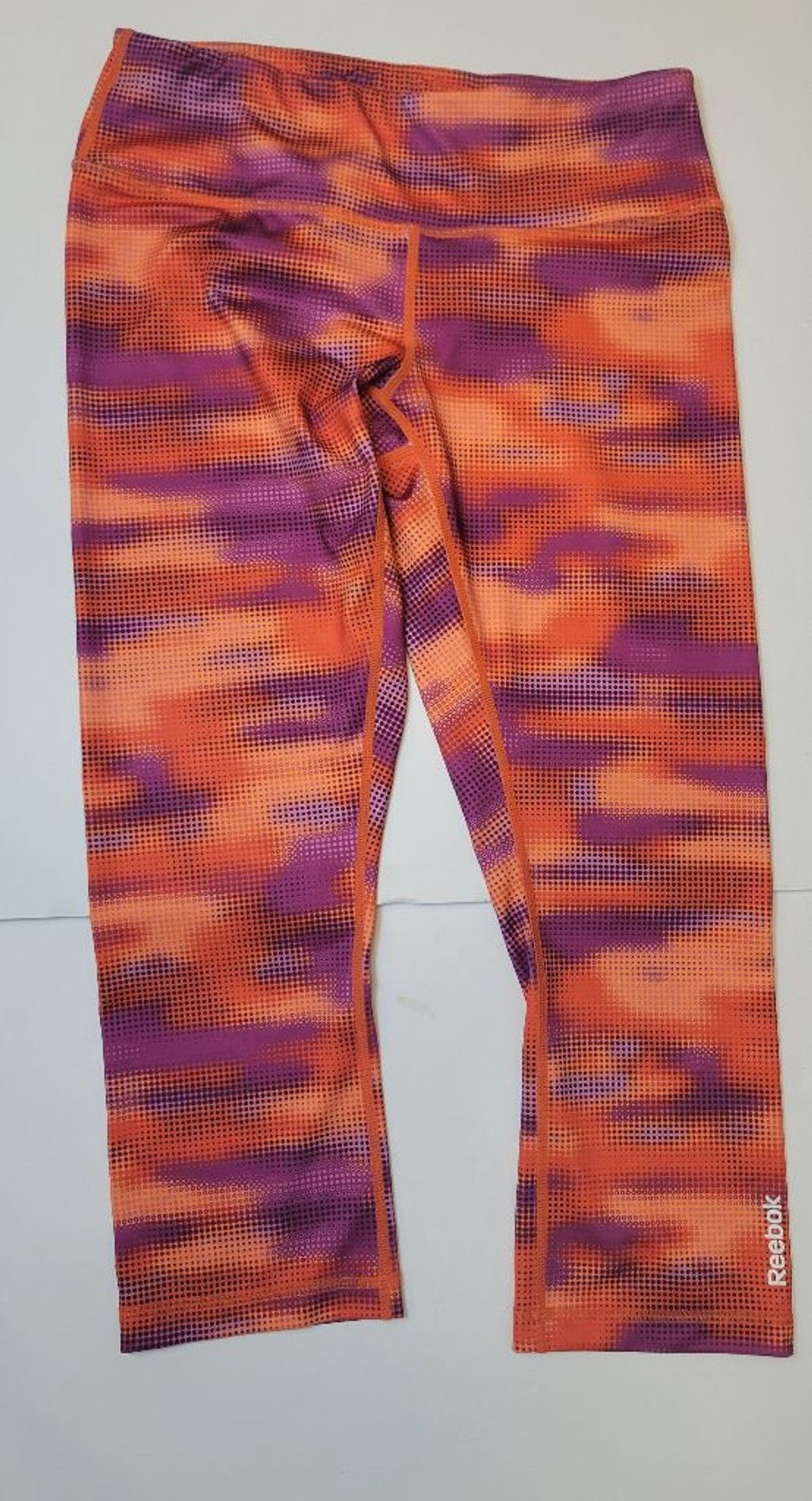 Reebok Women's Reebok Orange Purple Patterned Leggings S Size 27" / US 4 / IT 40 - 1 Thumbnail