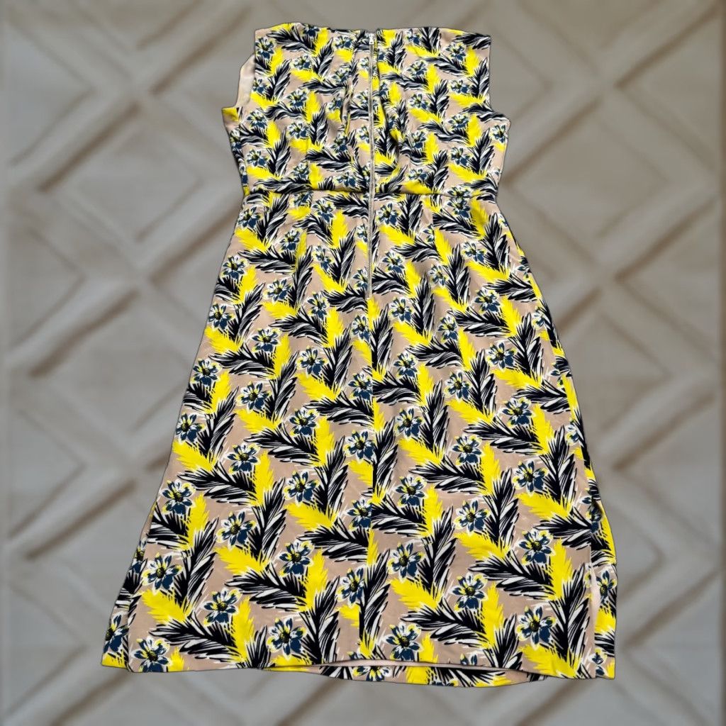 J.Crew J.Crew Silk Midi Sheath Dress Womens 8 Yellow Blue Floral Sleeveless Sundress Size M / US 6-8 / IT 42-44 - 1 Thumbnail