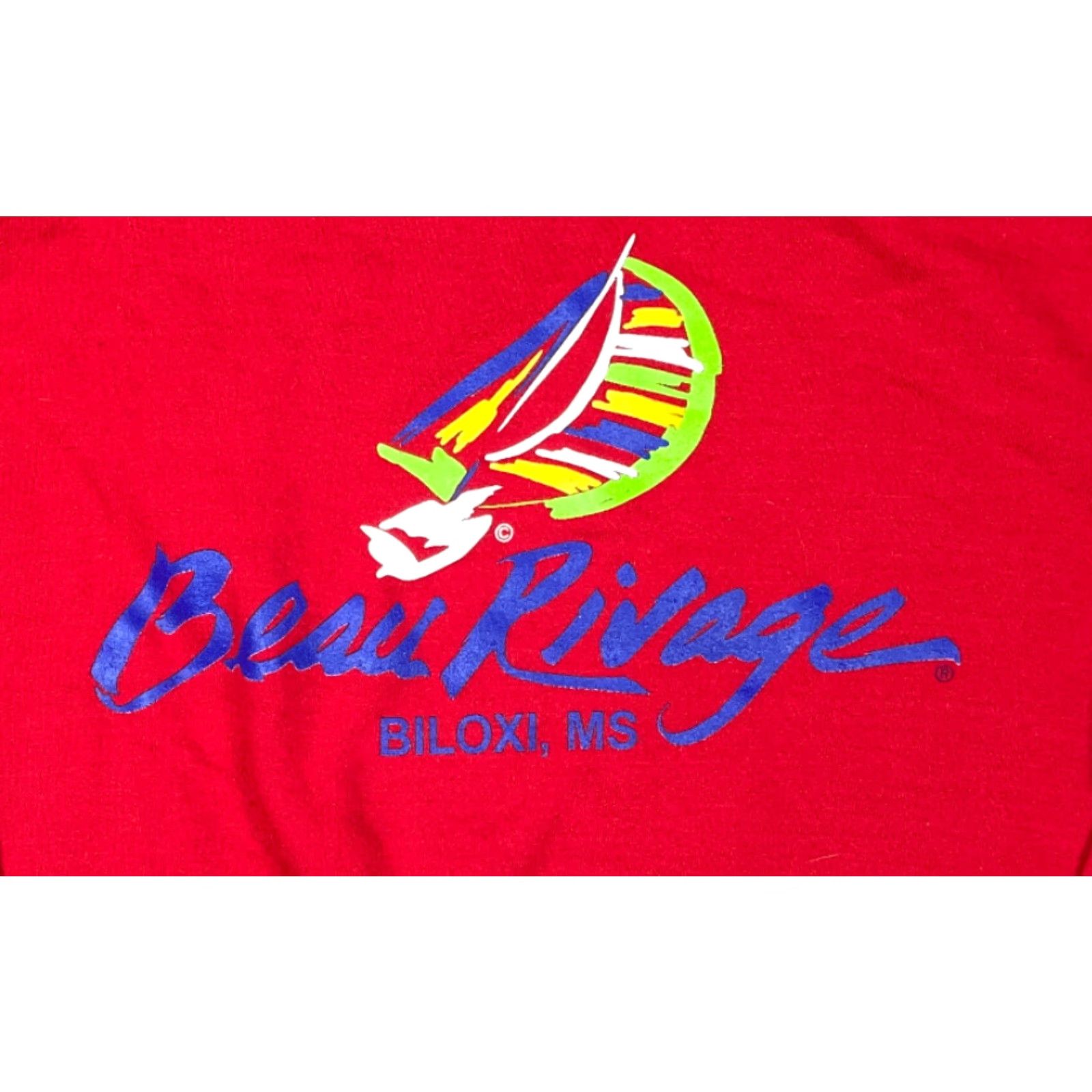 Vintage VINTAGE Beau Rivage Men’s Sweatshirt Pullover Red Graphic Print Cotton Blend 90s Sailing Mississippi M Size US M / EU 48-50 / 2 - 2 Thumbnail