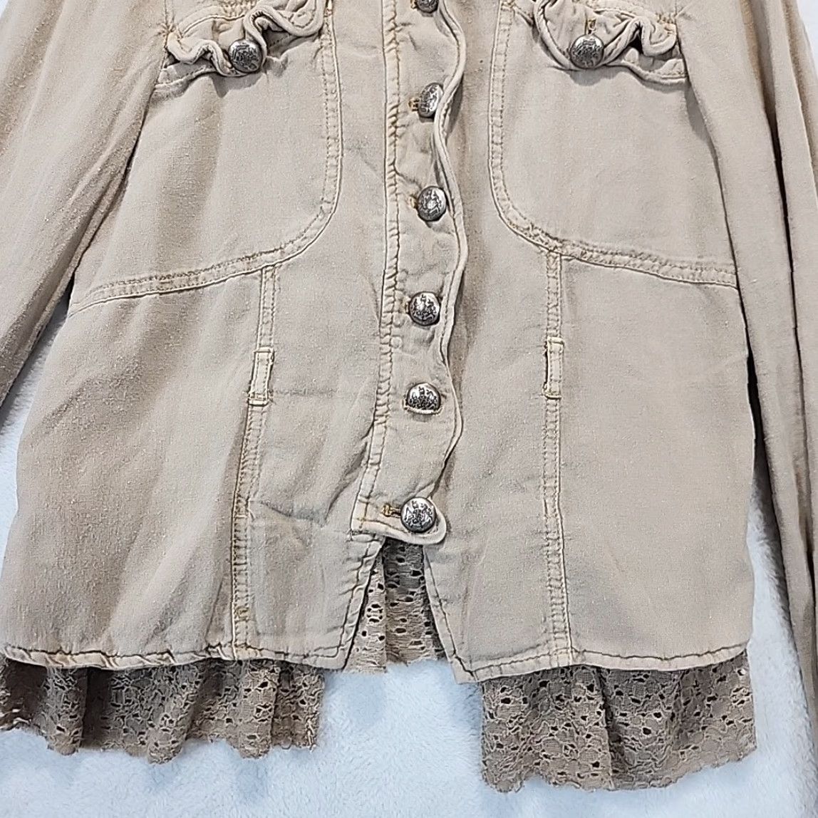 Vintage VINTAGE? We The Free People Button Up Linen Blend Shirt Womens Size S Tan Long Sleeve Top Size S / US 4 / IT 40 - 5 Thumbnail