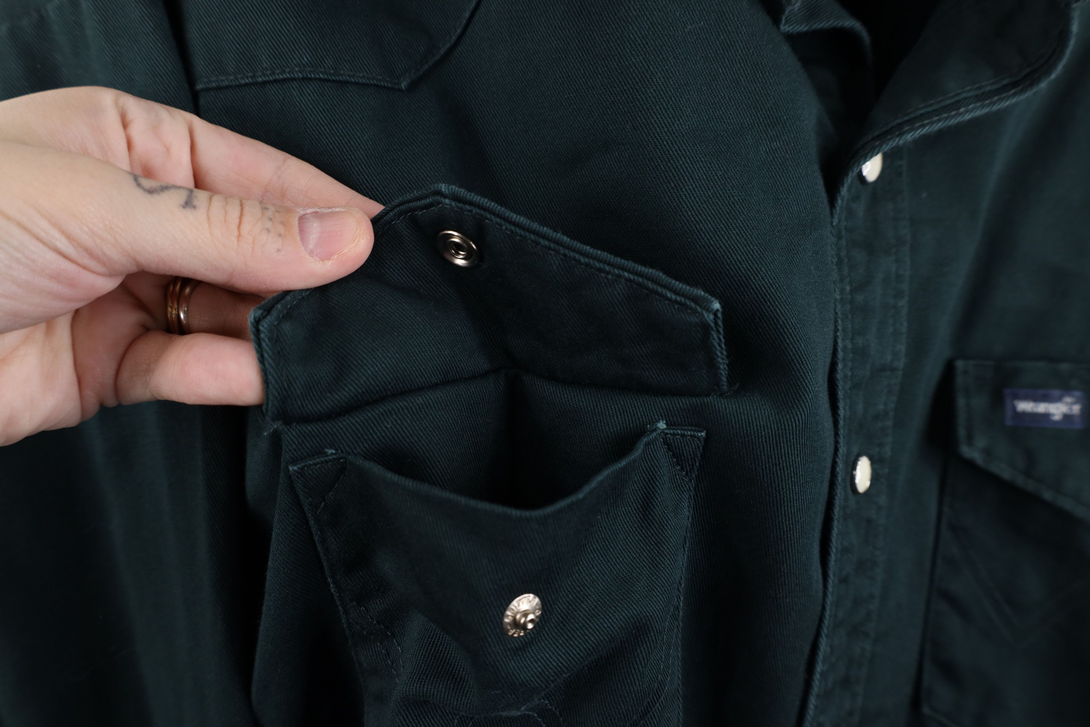 Vintage × Wrangler Vintage 90s Wrangler Heavyweight Button Shirt Dark Green Size US XXL / EU 58 / 5 - 5 Thumbnail