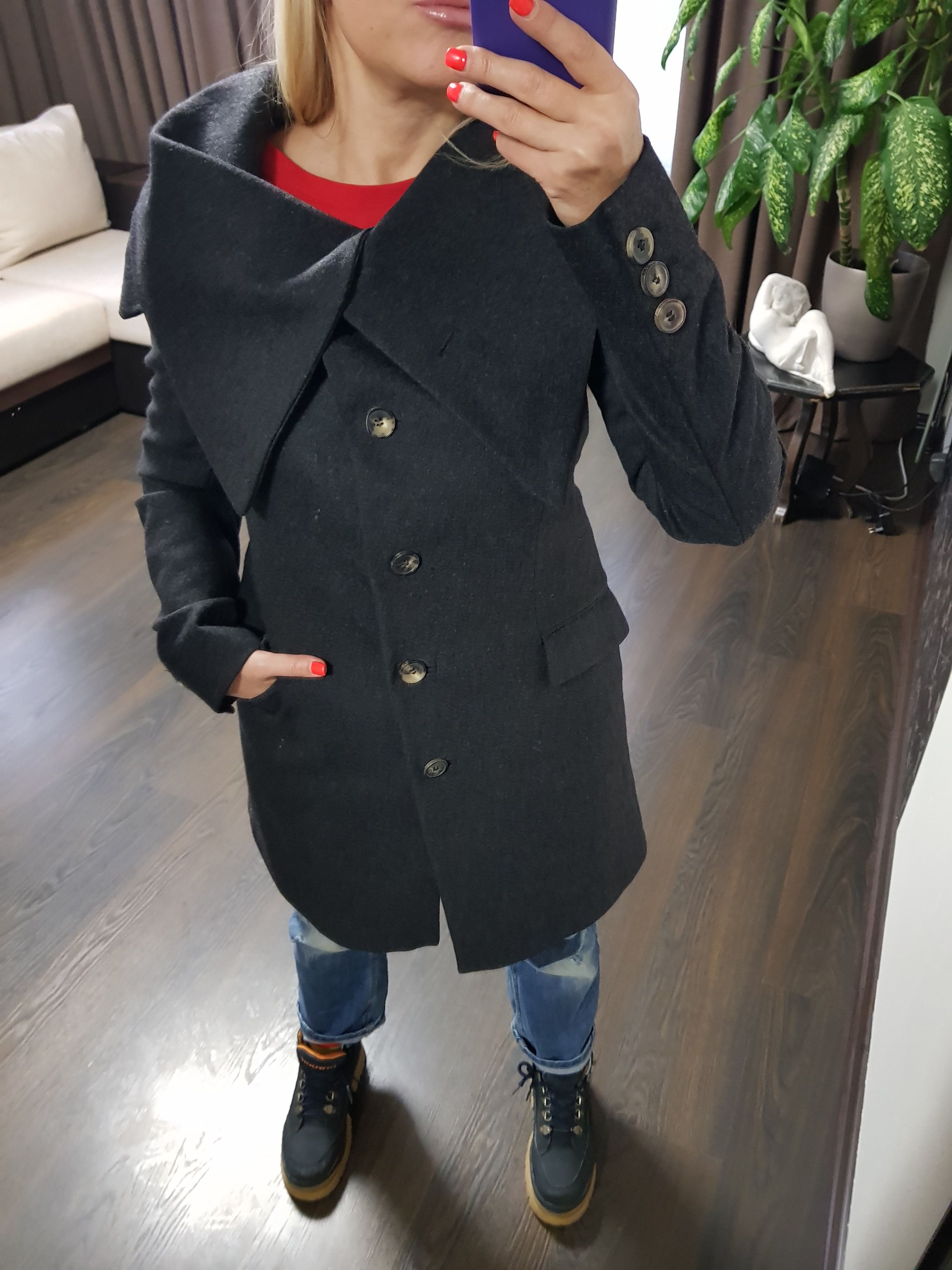 Allsaints Allsaints Oversize asymmetrical collar coat Size S / US 4 / IT 40 - 3 Thumbnail