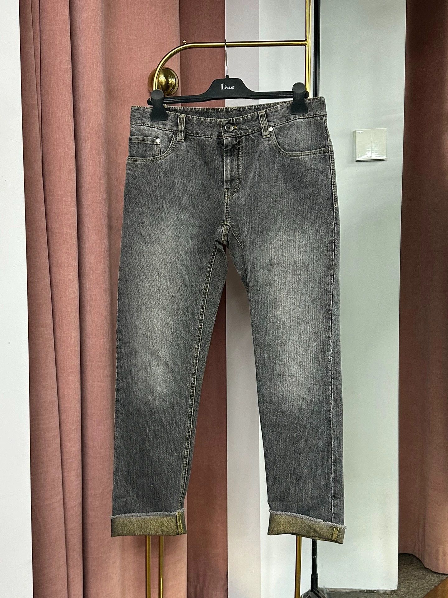 Brunello Cucinelli Brunello Cucinelli Gray Jeans with Gold Lining Size US 38 / EU 54 - 1 Thumbnail