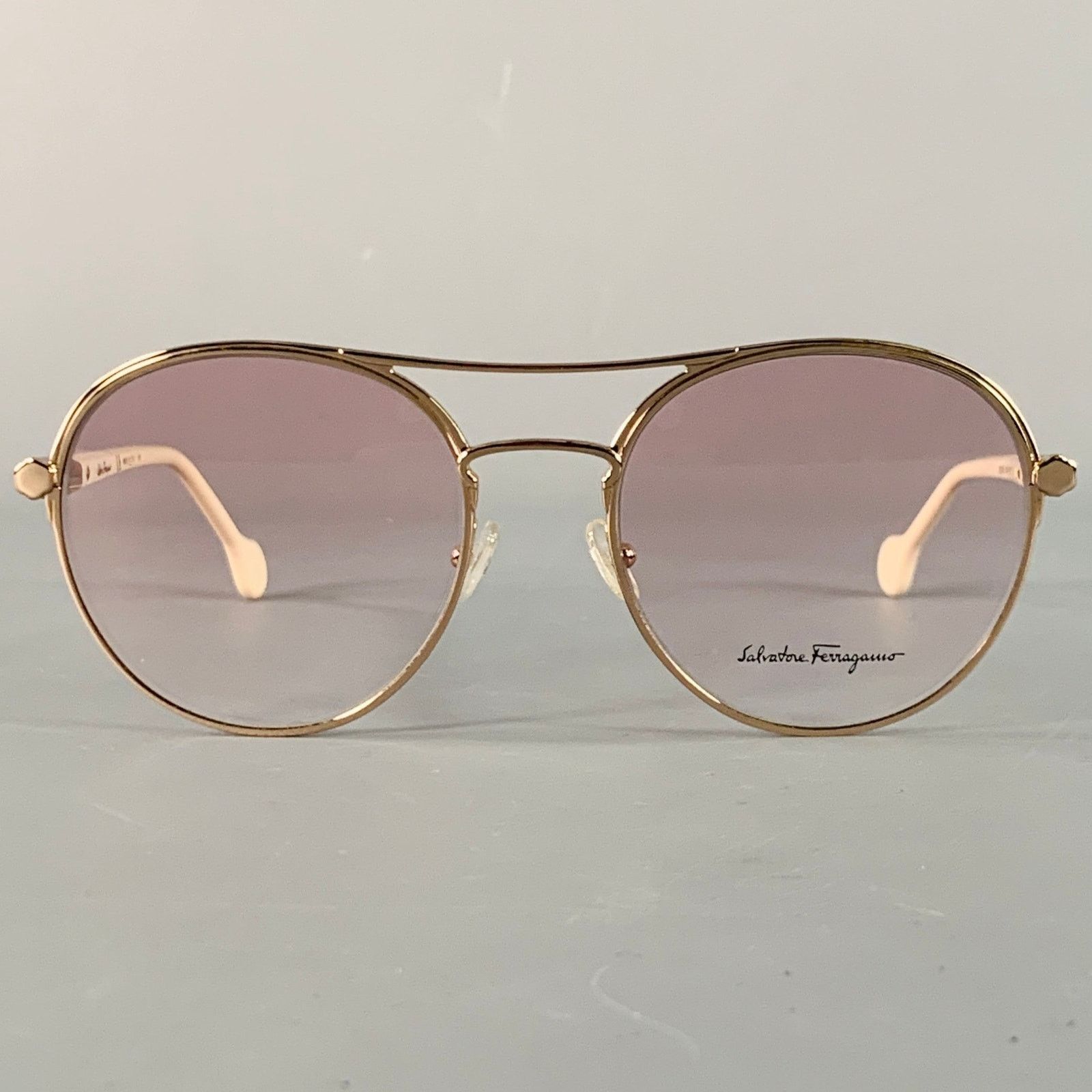 Rose Gold Acetate Metal Aviator Sunglasses