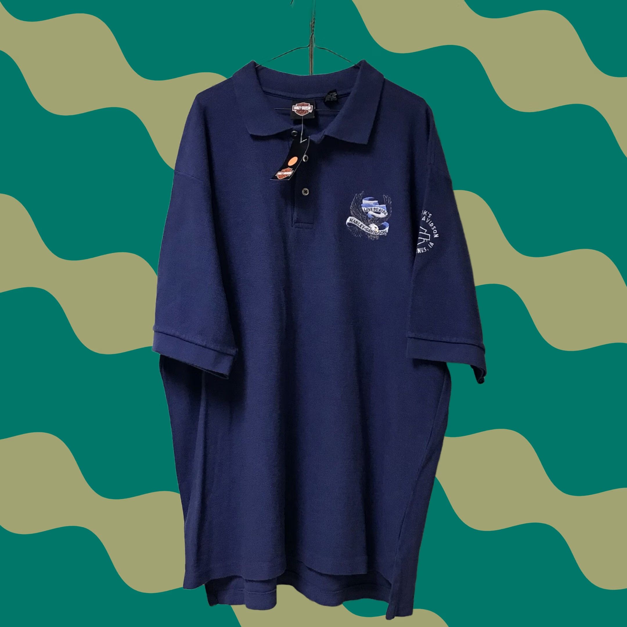 Harley Davidson Harley-Davidson Polo Shirt Navy Blue XL Men Live To Ride Embroidered Knit USA Embroidered Logo Size US XL / EU 56 / 4 - 1 Thumbnail