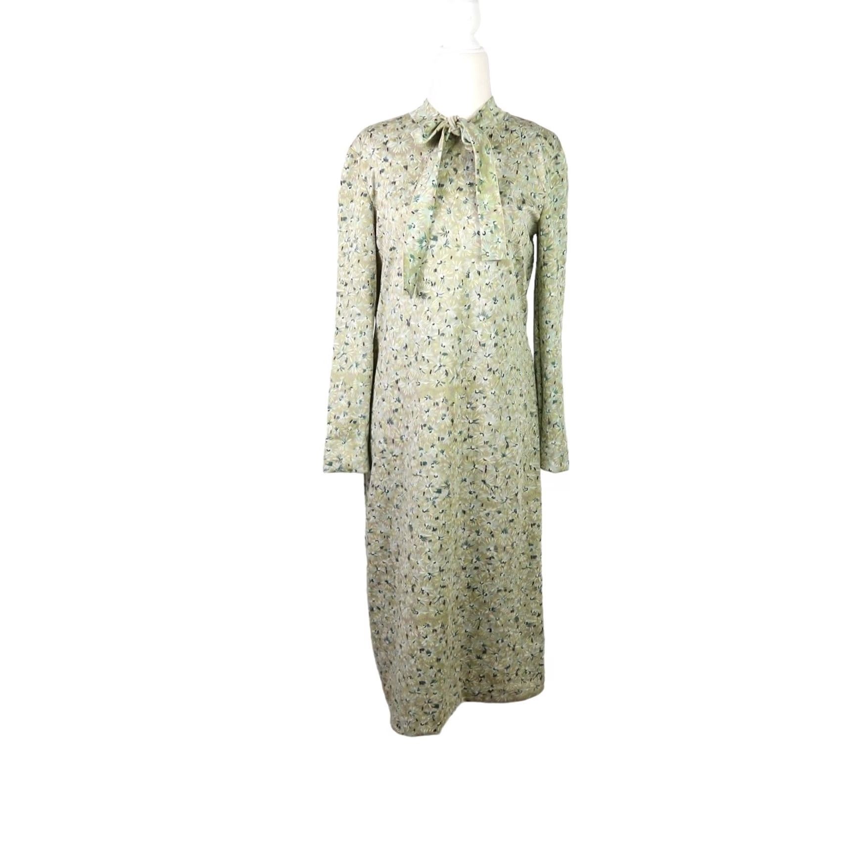 Vintage VINTAGE Vintage 70s light green floral print midi dress bow tie S Size S / US 4 / IT 40 - 5 Thumbnail