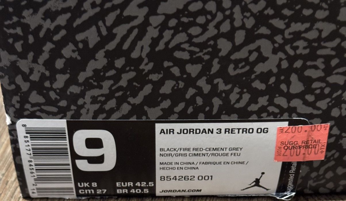 Jordan Brand Air Jordan 3 OG Black Cement (2018) Size US 9 / EU 42 - 6 Thumbnail