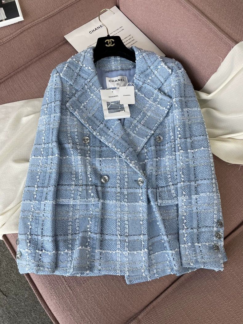 Chanel Chanel Blue Plaid Jacket Size US S / EU 44-46 / 1 - 1 Thumbnail