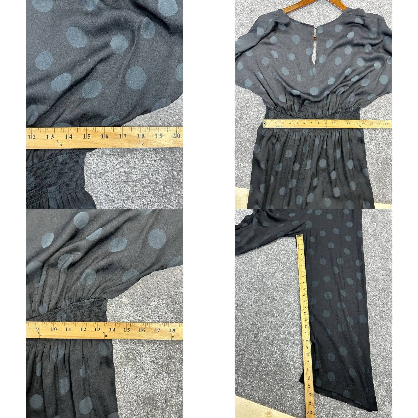 Madewell VINTAGE Madewell Jumpsuit Womens Medium Black Polka Dot Wide-Leg Casual 90s Dress Night Out Size 32" / US 10 / IT 46 - 8 Thumbnail