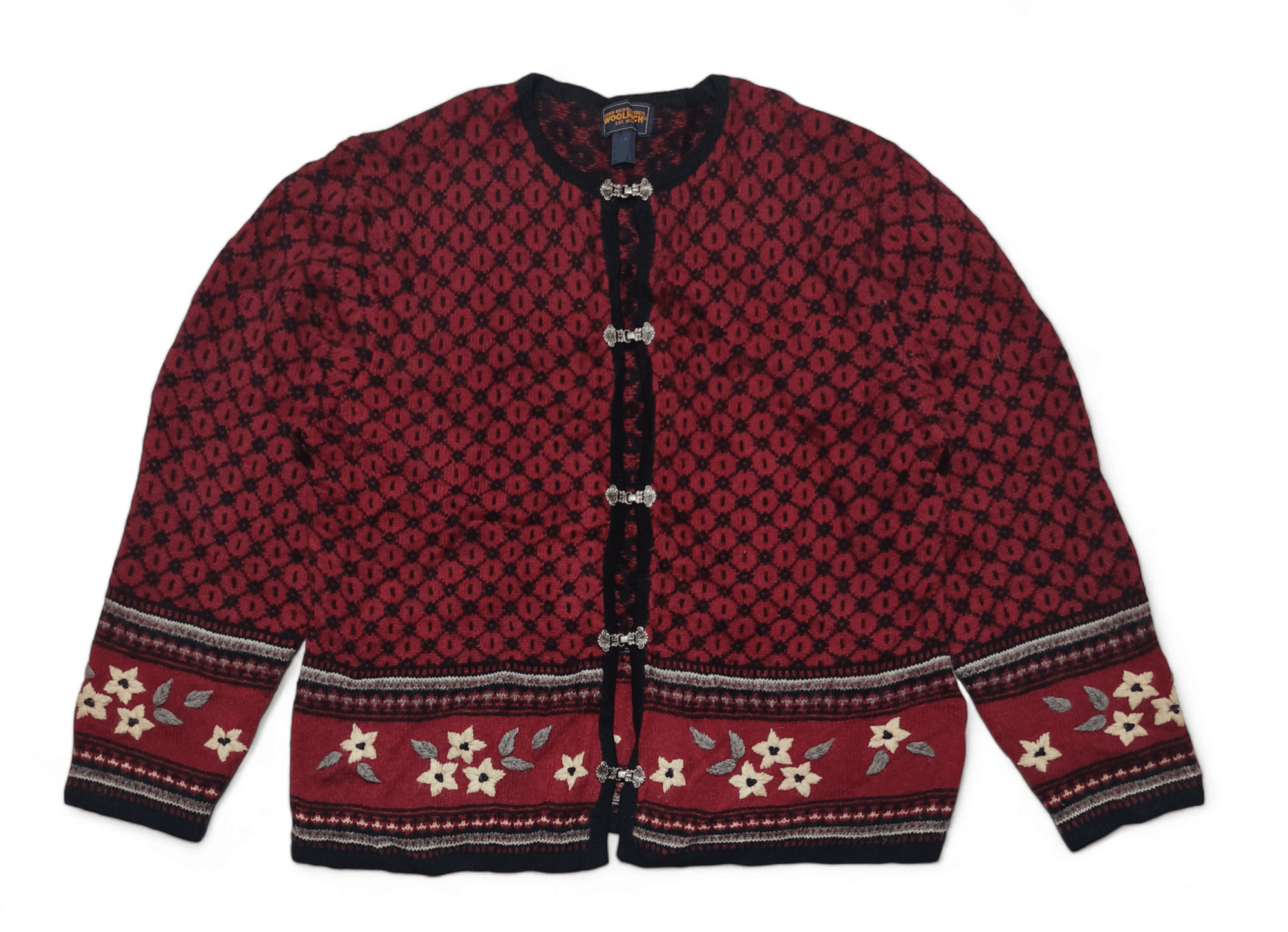 Woolrich Woolen Mills Vintage WOOLRICH Women's Floral Motifs Knit Wool Sweater Size XL / US 12-14 / IT 48-50 - 5 Thumbnail