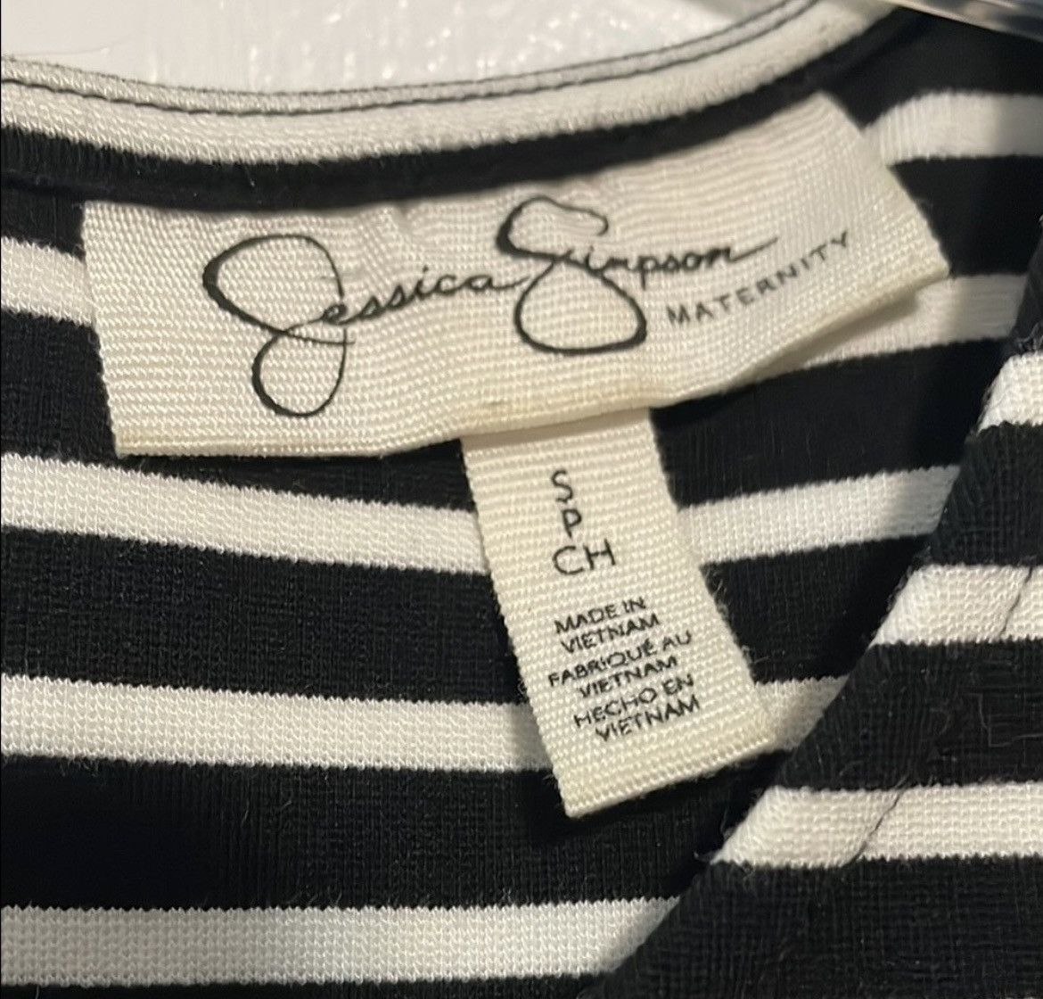 Jessica Simpson Jessica Simpson Maternity Black and White Striped Midi Dress Size S / US 4 / IT 40 - 2 Thumbnail