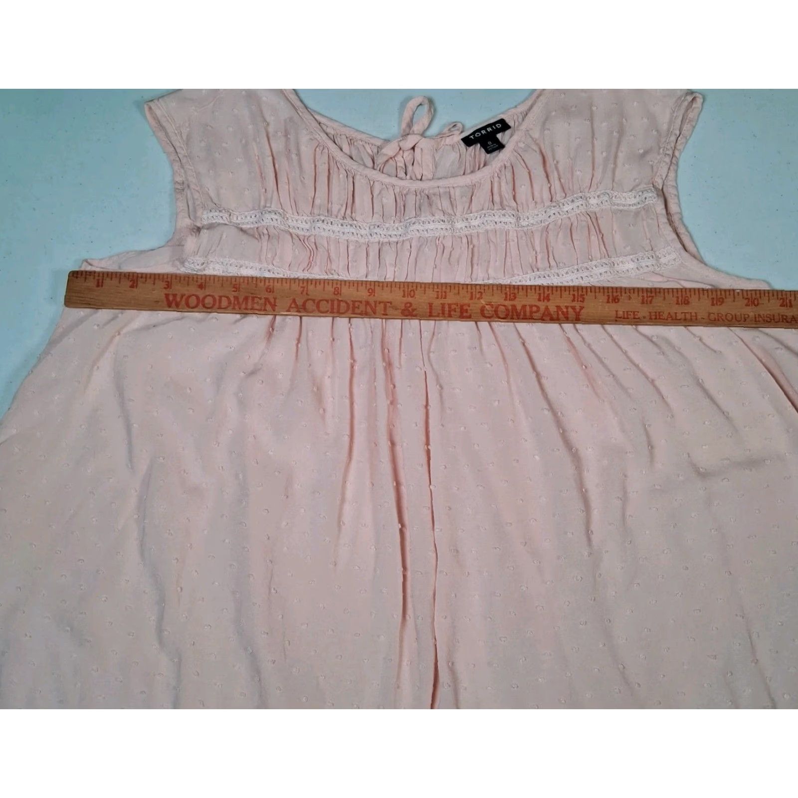 Torrid Torrid Blouse Sleeveless Pink Swiss Dot Peasant Tie Round Neck Women's Regular Size 0 Size XS / US 0-2 / IT 36-38 - 3 Thumbnail