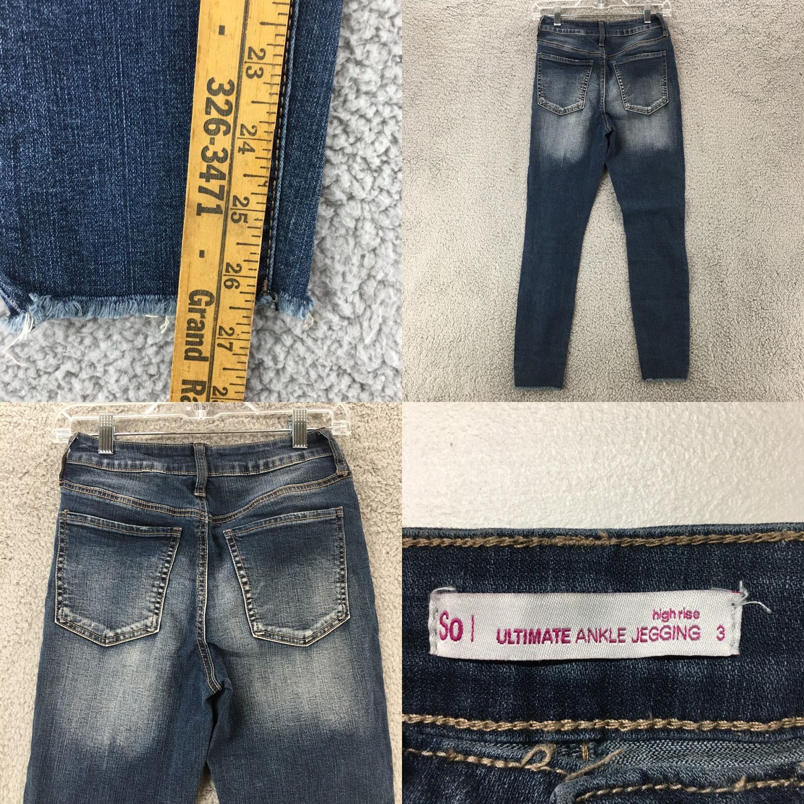 Vintage SO Womens Jeans 3 Blue Denim Dark Wash Ankle Jeggings Jeans Regular 3 Womens SO Ultimate High Rise Jeans Blue Denim Dark Wash Button Fly Size 26" / US 2 / IT 38 - 8 Thumbnail