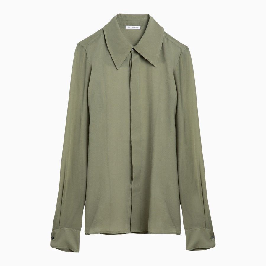 AMI o1d2blof0724 Shirts in Olive Green Size XS / US 0-2 / IT 36-38 - 1 Thumbnail