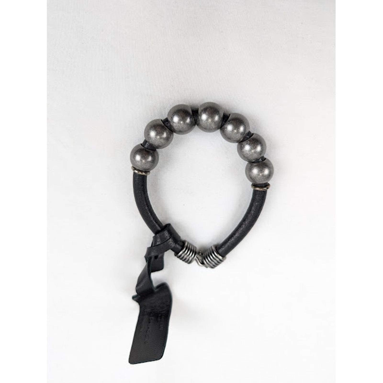 Saint Laurent Paris o1rshd1 Size: M / Beaded Cord Bracelet in Leather & Metal Size ONE SIZE - 1 Thumbnail