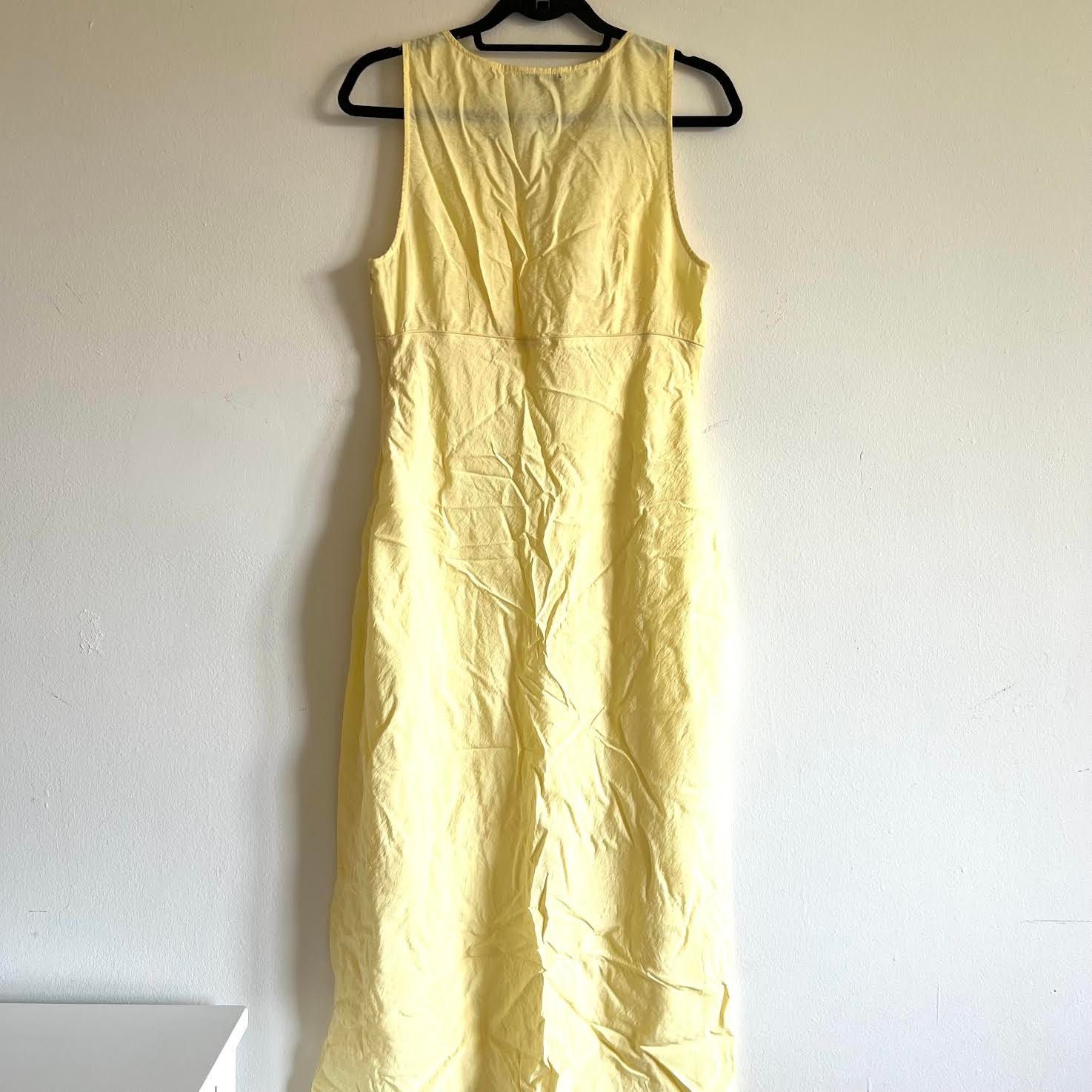 Madewell Madewell Ariana Midi viscose dress size 10 yellow v-neck Size L / US 10 / IT 46 - 7 Thumbnail