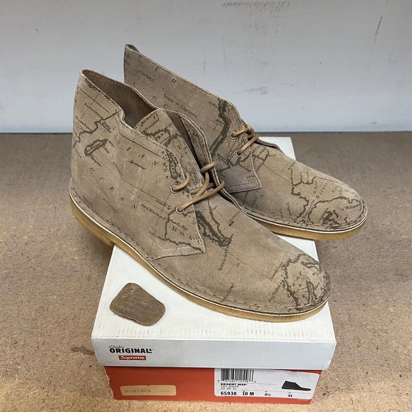 Supreme SS13 Supreme Clarks Desert Map Tan Suede Chukka Boots 65938 Size US 10 / EU 43 - 1 Thumbnail