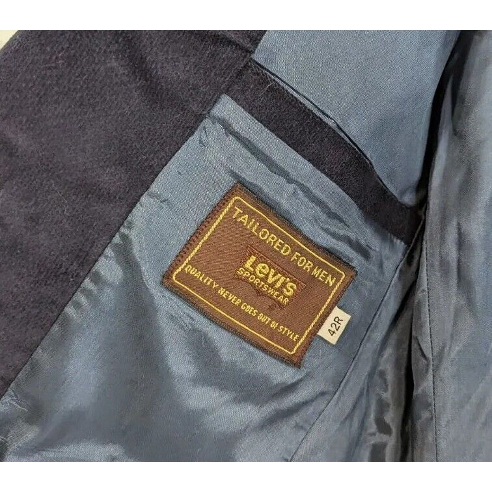 Levi's Vintage Levis Blazer Mens 42R Large Navy Blue Jacket Velvet Size 42R - 3 Thumbnail