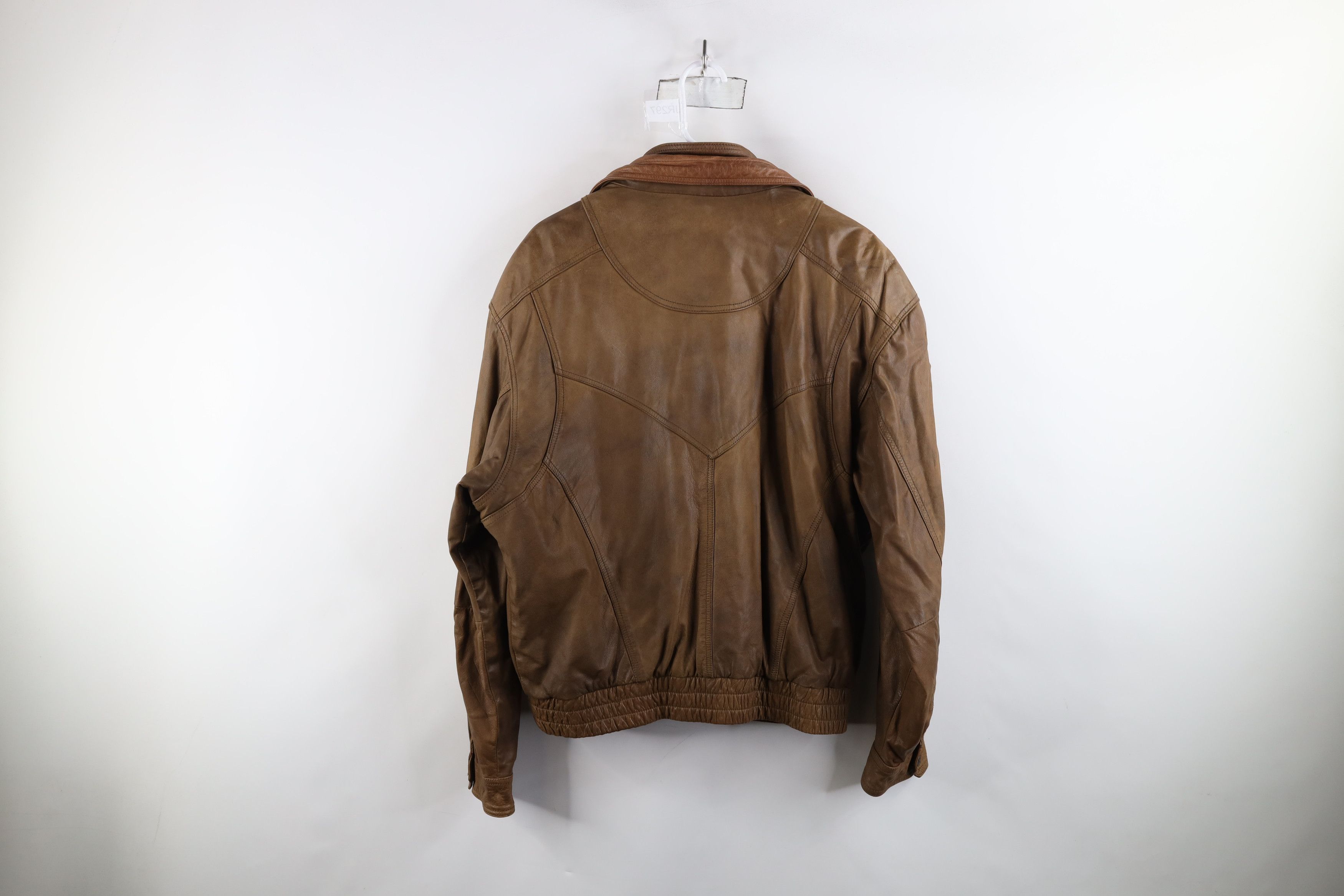 Vintage Vintage 90s Streetwear Leather Flight Bomber Jacket Brown Size US L / EU 52-54 / 3 - 14 Thumbnail