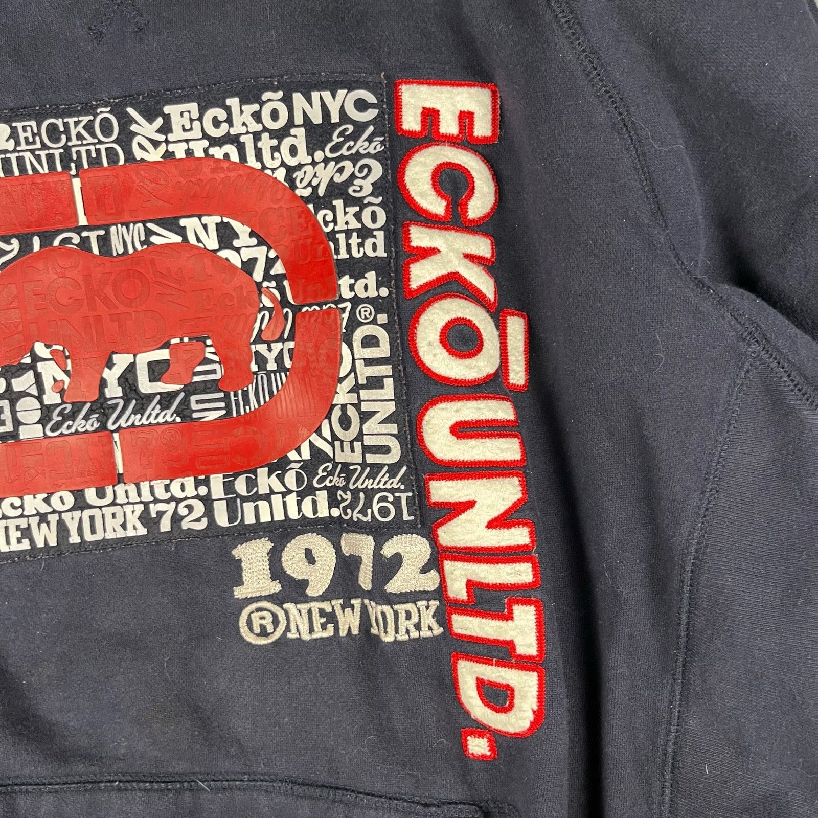 Ecko Unltd. Vintage Embroiderwd 3D Ecko Pullover Hooded Sweatshirt W-05 Size US XL / EU 56 / 4 - 3 Thumbnail