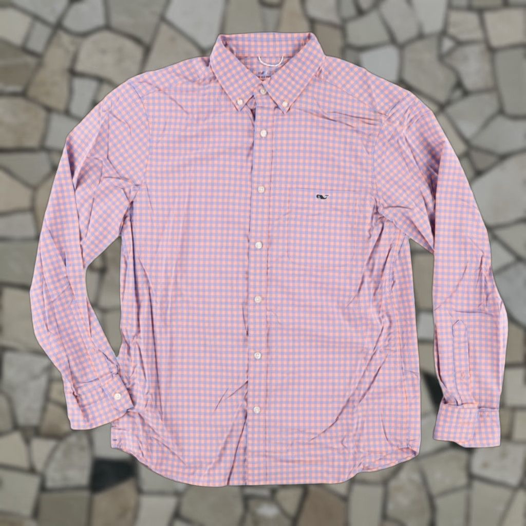 Vineyard Vines Vineyard Vines On The Go Performance Nylon Check Shirt Peach Men's M Size US M / EU 48-50 / 2 - 1 Thumbnail