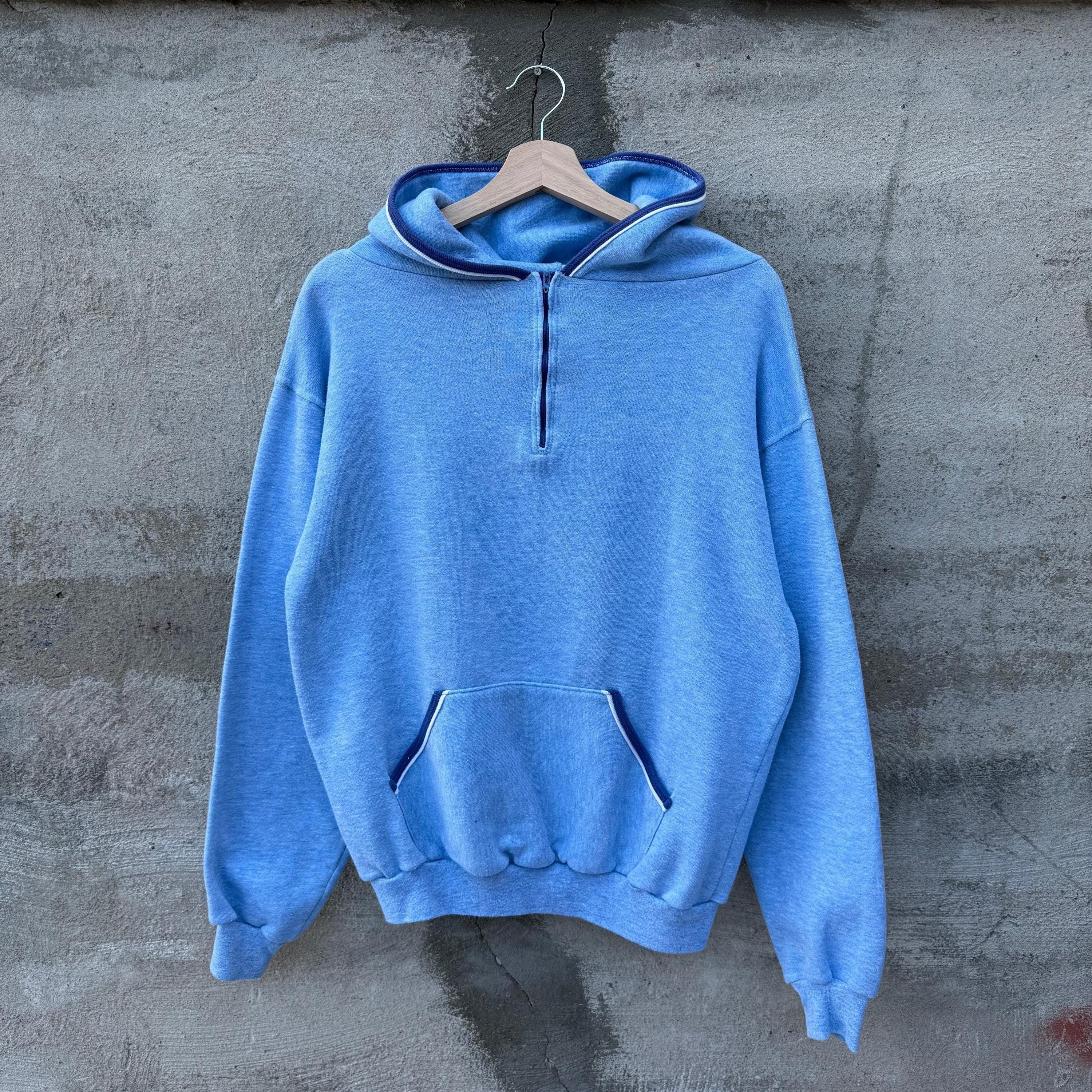 Russell Athletic × Vintage 70's Russell Athletic Baby Blue Half Zip Hoodie Size US M / EU 48-50 / 2 - 1 Thumbnail