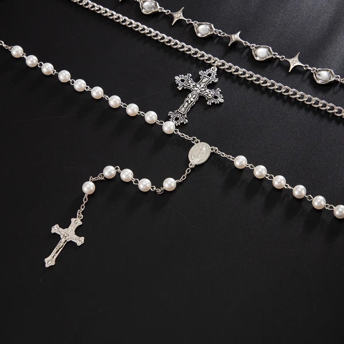 Vintage 4-Piece Set Cross Pendant Necklace Size ONE SIZE - 5 Thumbnail