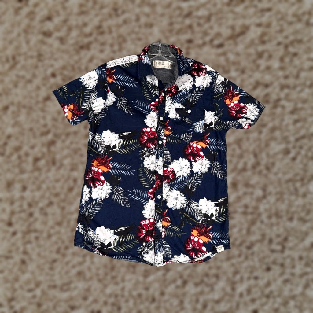 Vintage VINTAGE Free Planet Shirt Men Small Blue White Floral Button Up Cotton Blend Hawaiian Size US S / EU 44-46 / 1 - 1 Thumbnail
