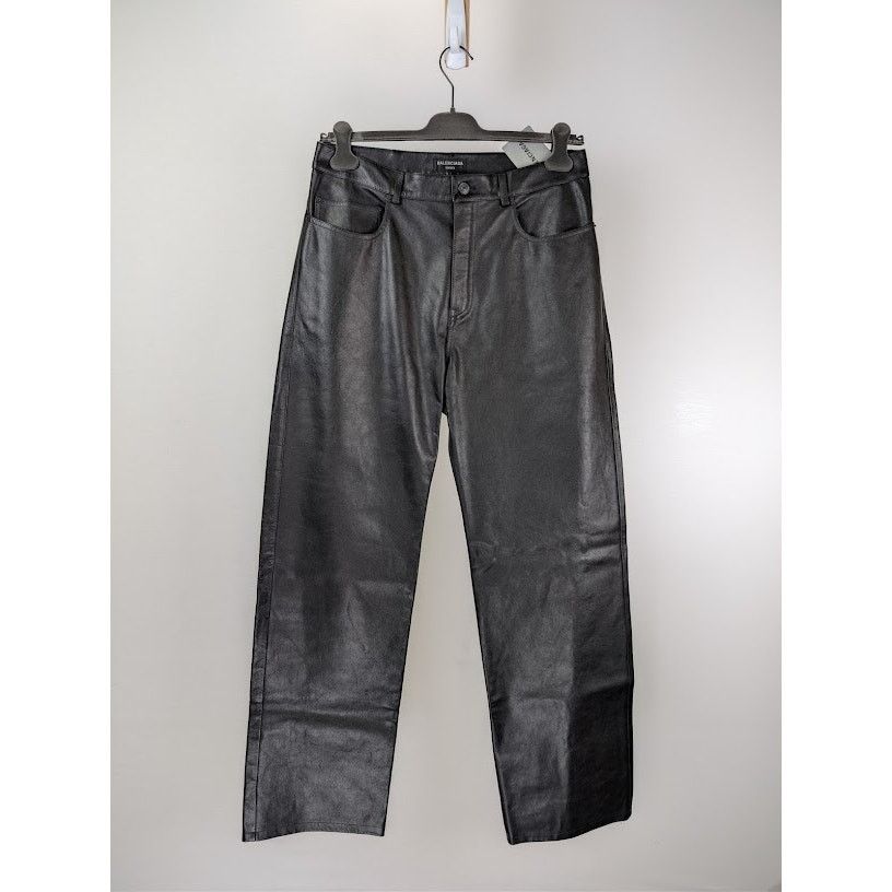Balenciaga o1rshd1 Soft Matte Leather Medium Fit Pants in Black Size US 32 / EU 48 - 1 Thumbnail