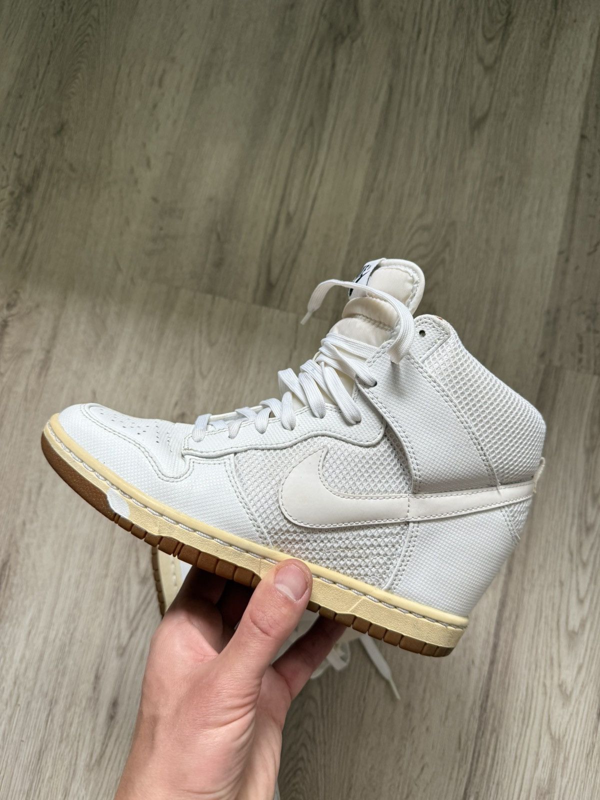 Nike RARE🔥 Nike Dunk Sky Hi Mesh White Leather Sz Sneaker Wedge Size US 8.5 / IT 38.5 - 20 Thumbnail