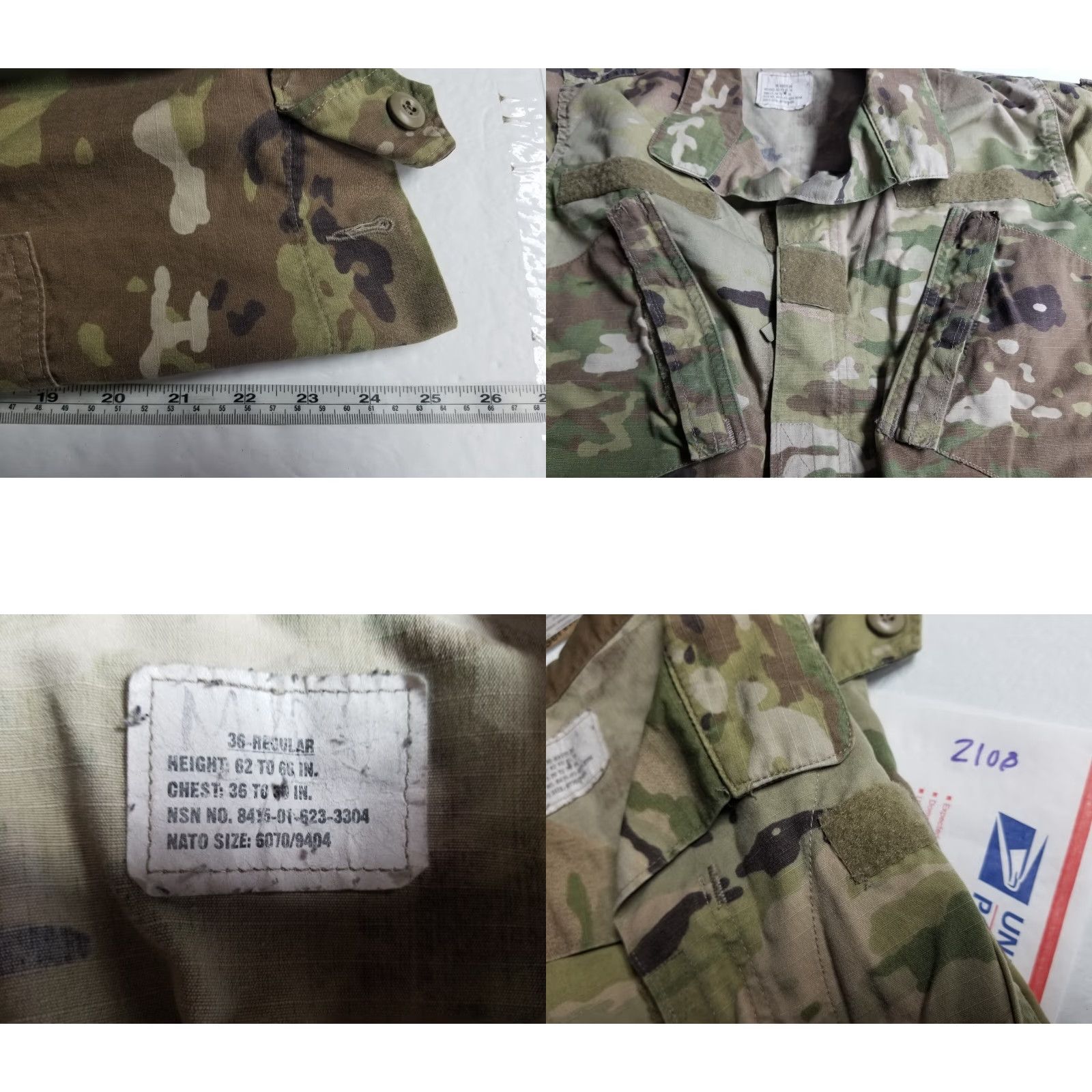 Vintage US Army Combat Jacket Men's 36R Green Woodland Camouflage Cotton Canvas Button Up Jacket Size US XXS / EU 40 - 8 Thumbnail