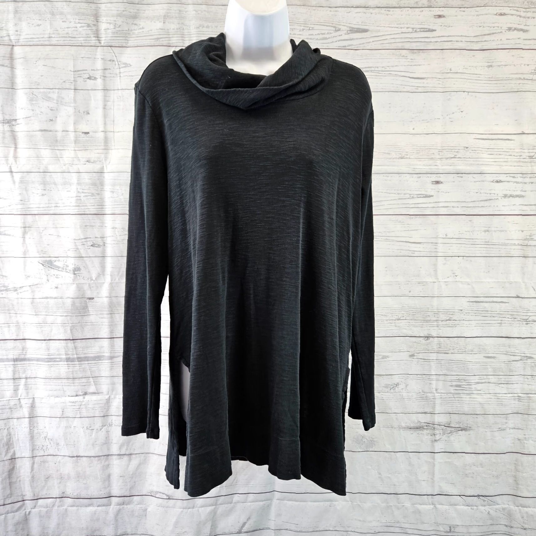 J. Jill J. Jill Blouse Tunic Women's Pima Cotton Cowl Neck Long Sleeve Black Size M Size M / US 6-8 / IT 42-44 - 2 Thumbnail