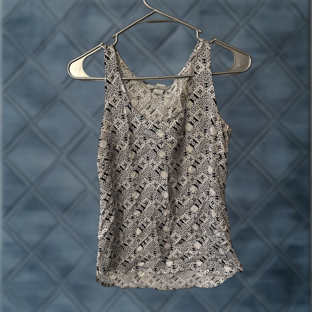 H&M H&M Geometric Print Tank Top Womens Sz 4 Black Round Neck Sleeveless Shirt Blouse Size S / US 4 / IT 40 - 1 Thumbnail