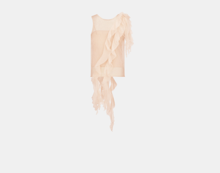 Dior o1w1db11225 424T07 Tank Top with Ruffles in Ecru Size S / US 4 / IT 40 - 2 Thumbnail