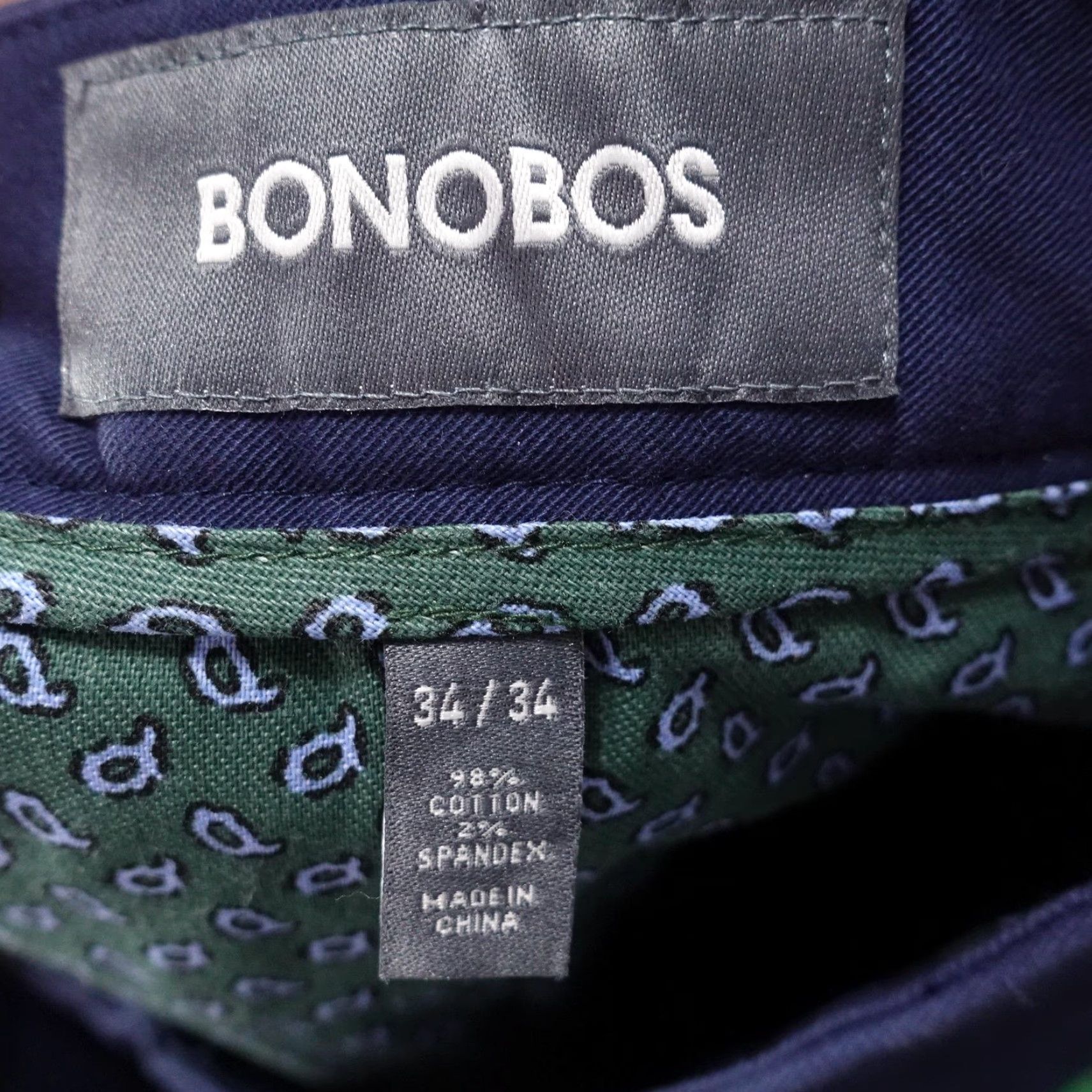 Bonobos Bonobos Pants Mens 34x34 Slim Chino Stretch Cotton Spandex Pockets Blue Solid Flat Front Zip Button-Welt Back Pockets Casual Business Men's Pants Size US 34 / EU 50 - 6 Thumbnail