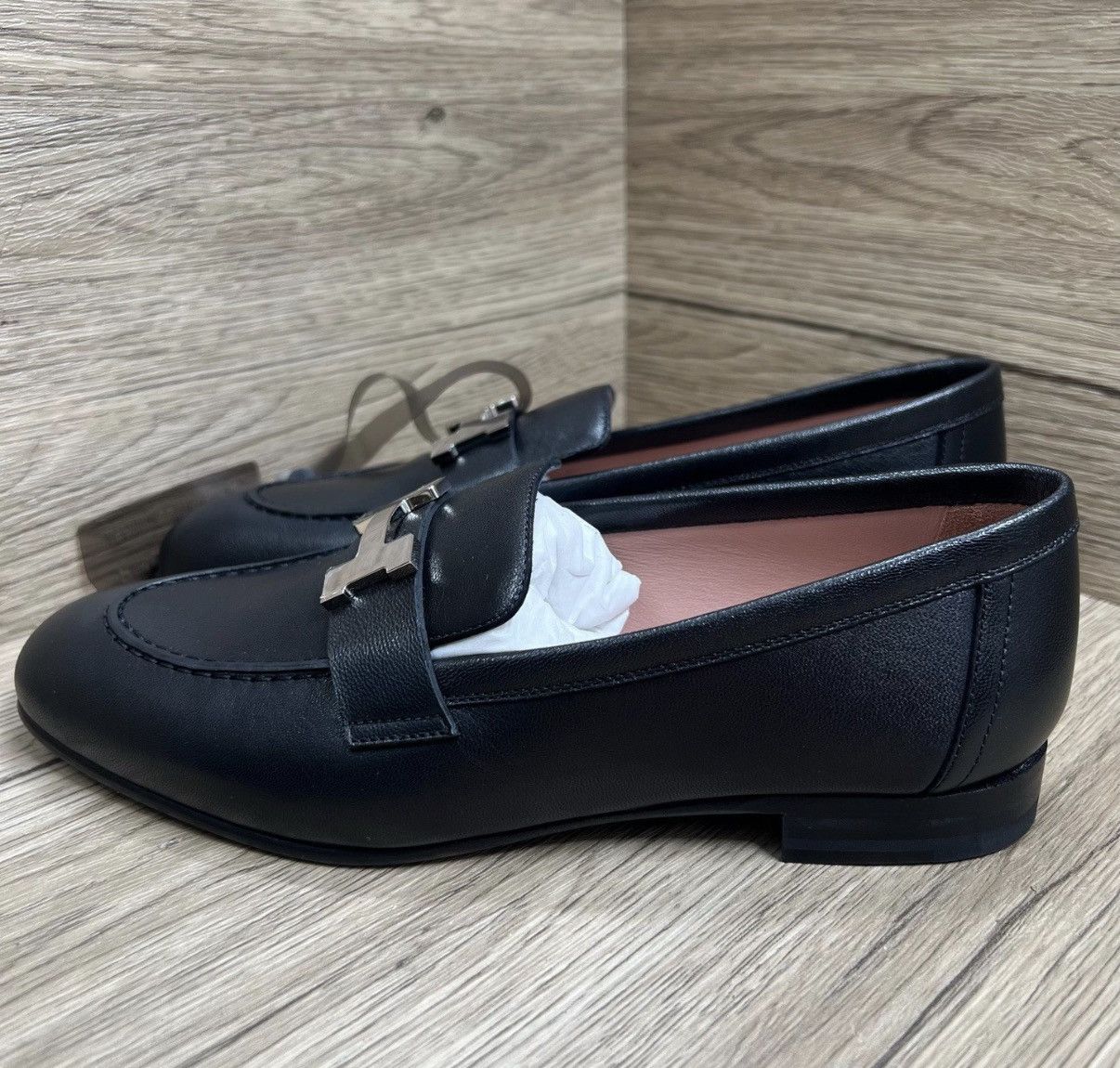 Hermes Hermès Paris Black & Silver H Loafers J41 Size US 6 / IT 36 - 5 Thumbnail