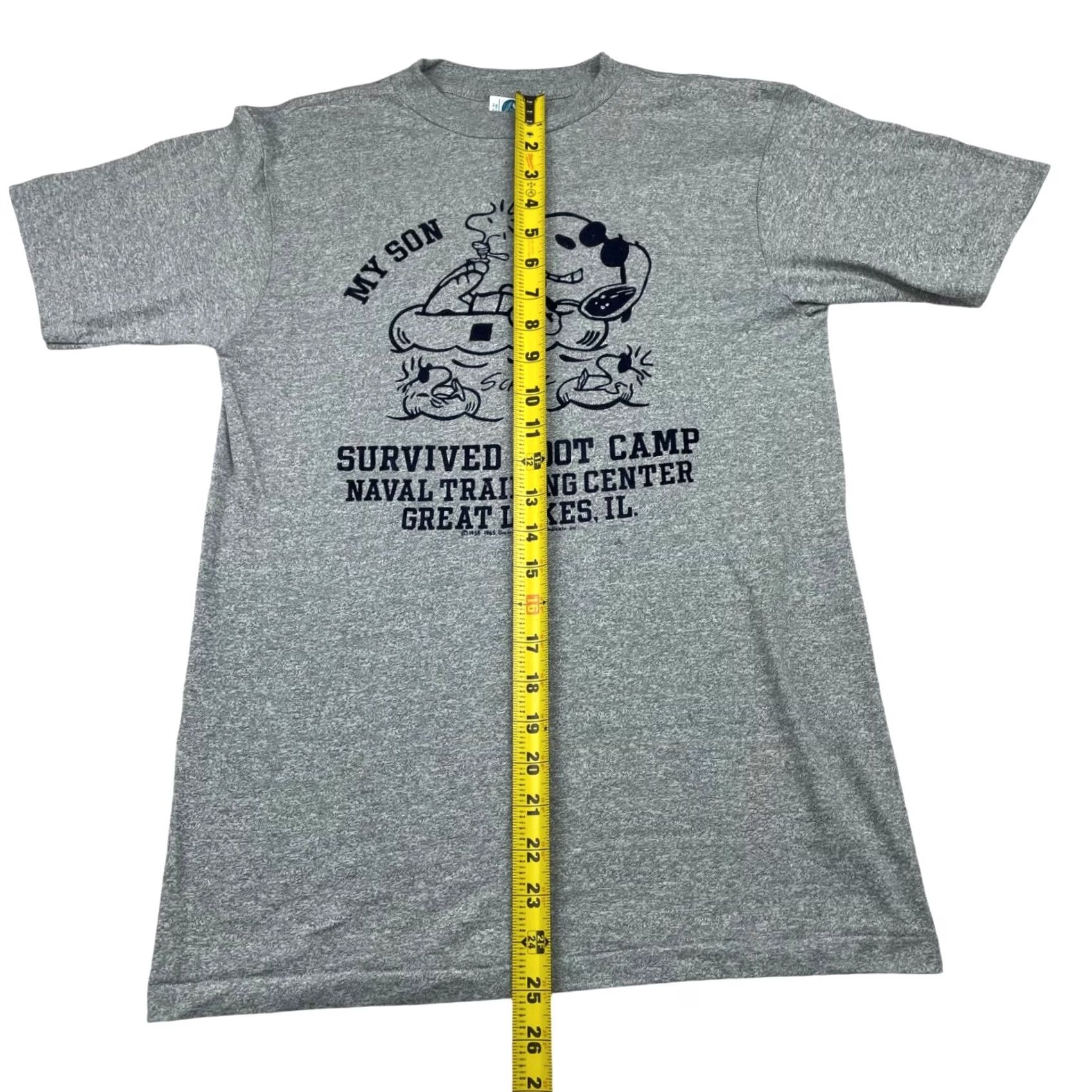 Vintage VINTAGE 80's Snoopy Peanuts Naval Boot Camp T-Shirt Mens Gray Medium USA Artex 100% Cotton Single Stitch Short Sleeve Size US M / EU 48-50 / 2 - 6 Thumbnail