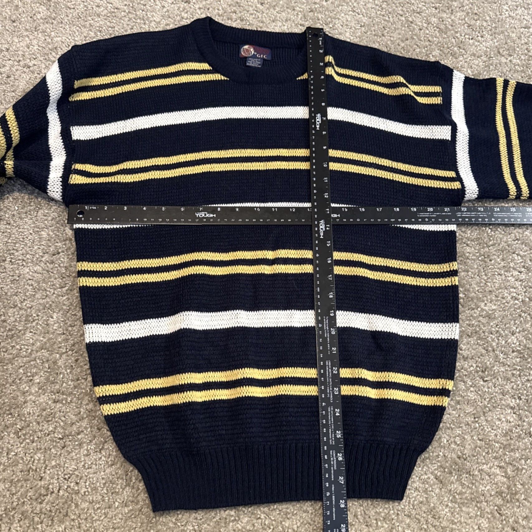 Vintage VINTAGE VTG 80s Black Yellow White Stripe Acrylic Knit Sweater by GFC L Men Pullover Knit Striped 80s Theme Yellow Size US L / EU 52-54 / 3 - 5 Thumbnail