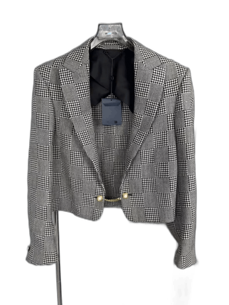 Louis Vuitton Louis Vuitton Black White Houndstooth Blazer-yf Size US L / EU 52-54 / 3 - 1 Thumbnail